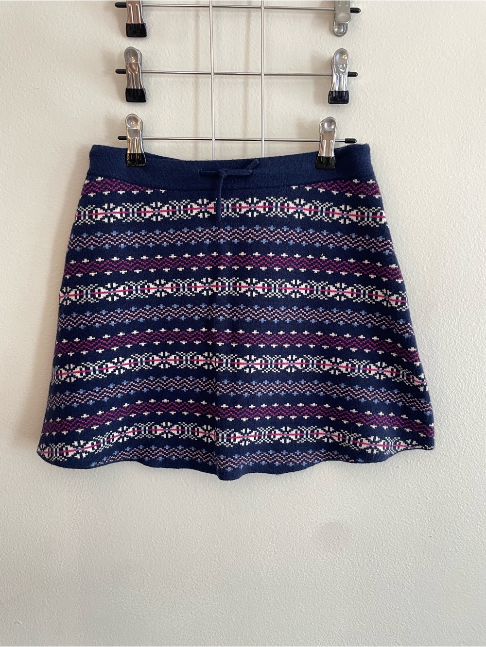 Girls' Navy Fair Isle Knit Skirt with Purple Accents